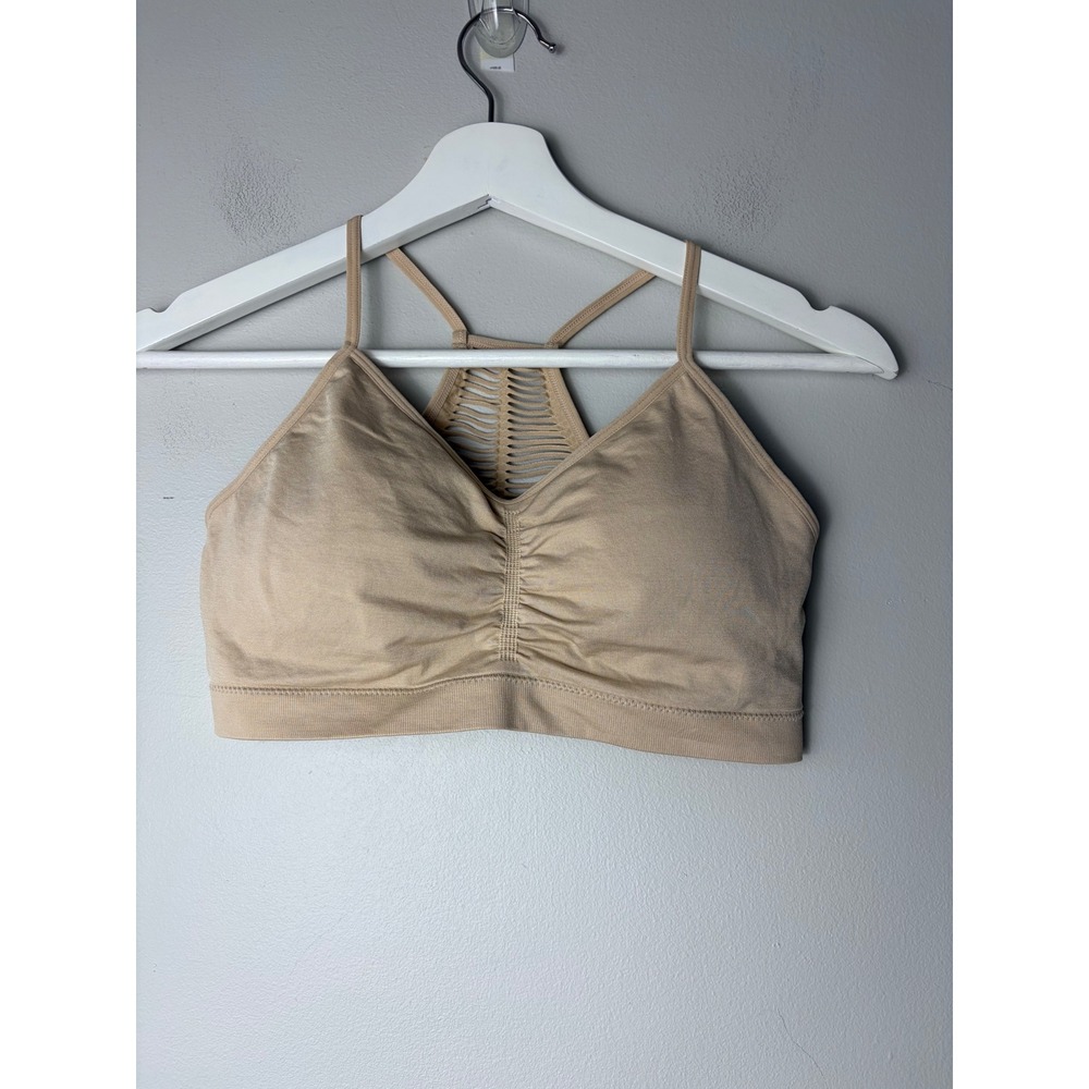 Anemone Women Tan Nude Seamless Caged Racerback Bralette One Size WY2018